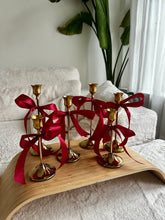 Load image into Gallery viewer, Vintage Gold Holders & Satin Bow